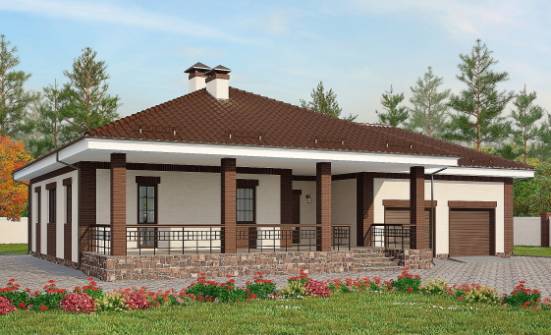 160-015-П Проект одноэтажного дома и гаражом, классический домик из твинблока Буй | Проекты домов от House Expert