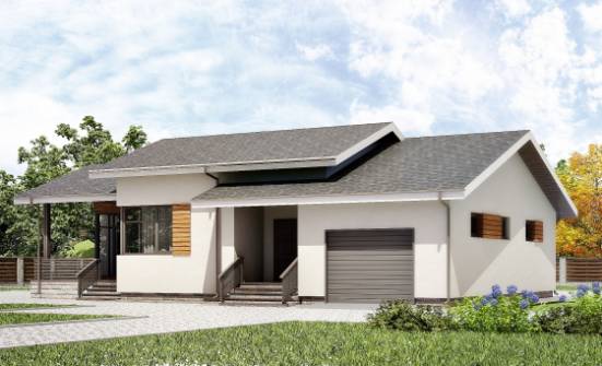 135-002-П Проект одноэтажного дома, гараж, уютный загородный дом из арболита Нерехта | Проекты домов от House Expert