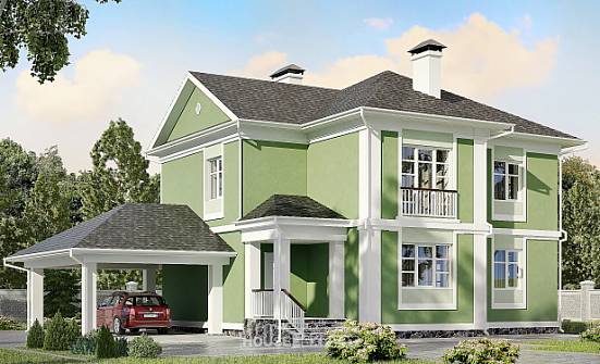 170-001-Л Проект двухэтажного дома и гаражом, небольшой загородный дом из керамзитобетонных блоков Буй | Проекты домов от House Expert