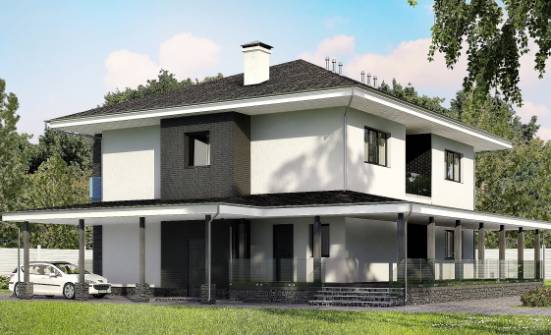 245-002-П Проект двухэтажного дома, гараж, просторный дом из блока Шарья | Проекты домов от House Expert