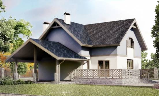 150-011-П Проект двухэтажного дома с мансардой, гараж, современный дом из твинблока Шарья | Проекты домов от House Expert