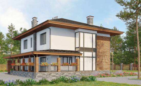305-001-П Проект двухэтажного дома и гаражом, просторный коттедж из пеноблока Нерехта | Проекты домов от House Expert