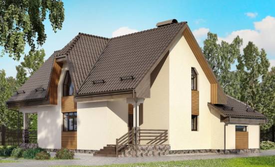 150-001-Л Проект двухэтажного дома мансардой, гараж, скромный домик из керамзитобетонных блоков Галич | Проекты домов от House Expert