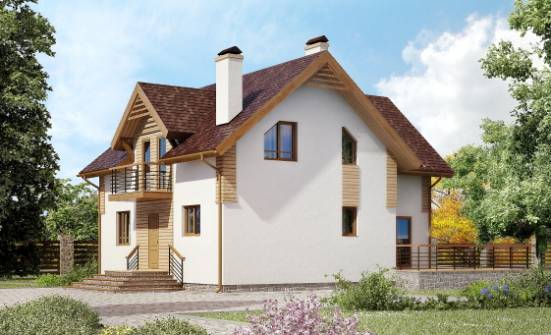 150-009-П  Проект двухэтажного дома с мансардным этажом, уютный дом из бризолита Галич | Проекты домов от House Expert