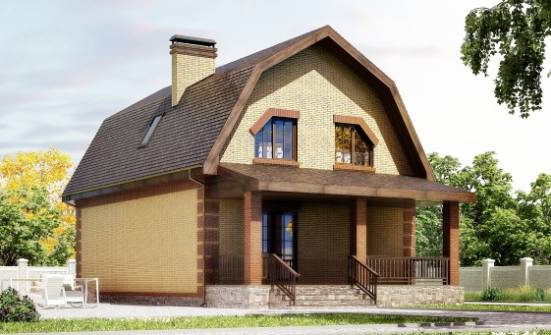 130-005-Л Проект двухэтажного дома с мансардным этажом, бюджетный коттедж из газобетона Галич | Проекты домов от House Expert