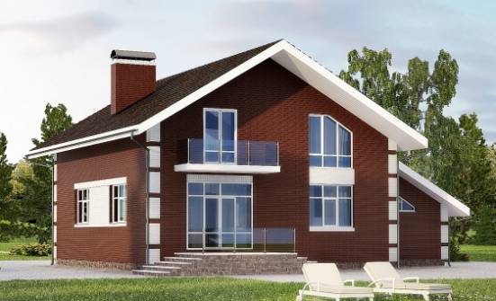 180-001-Л Проект двухэтажного дома мансардный этаж и гаражом, уютный домик из пеноблока Галич | Проекты домов от House Expert