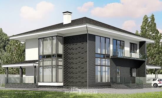 245-002-П Проект двухэтажного дома, гараж, просторный дом из блока Шарья | Проекты домов от House Expert