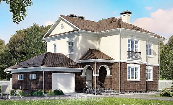 190-002-Л Проект двухэтажного дома, гараж, красивый коттедж из пеноблока Нерехта | Проекты домов от House Expert