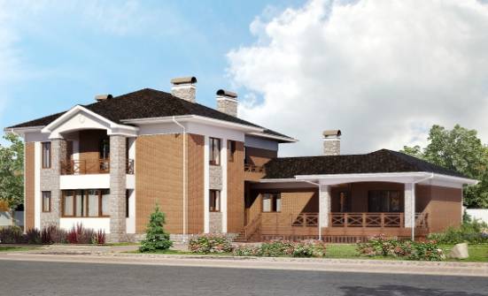 520-002-Л Проект трехэтажного дома и гаражом, просторный коттедж из бризолита Кострома | Проекты домов от House Expert