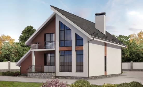 200-007-П Проект двухэтажного дома мансардой и гаражом, уютный загородный дом из блока Шарья | Проекты домов от House Expert
