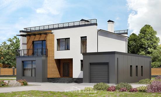 260-002-П Проект двухэтажного дома и гаражом, классический загородный дом из газосиликатных блоков Нерехта | Проекты домов от House Expert