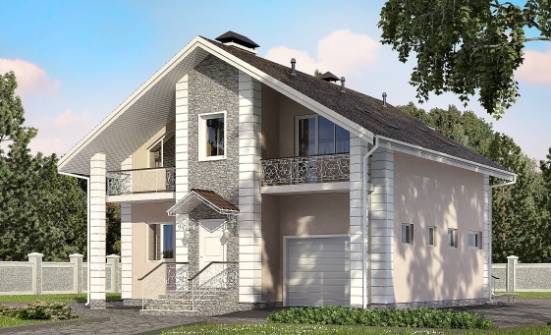 150-002-П Проект двухэтажного дома с мансардой и гаражом, доступный дом из бризолита Буй | Проекты домов от House Expert