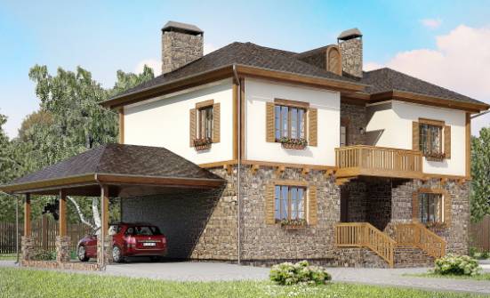 155-006-Л Проект двухэтажного дома, гараж, небольшой домик из газобетона Шарья | Проекты домов от House Expert