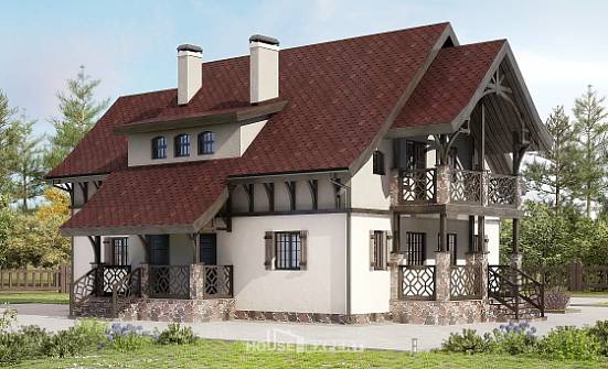 180-014-П Проект двухэтажного дома мансардой, простой домик из арболита Кострома | Проекты домов от House Expert