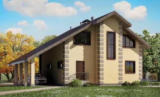 150-003-П Проект двухэтажного дома с мансардой и гаражом, экономичный загородный дом из газобетона Буй | Проекты домов от House Expert