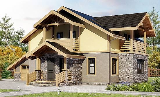 180-011-П Проект двухэтажного дома мансардный этаж, гараж, экономичный домик из бризолита Шарья | Проекты домов от House Expert