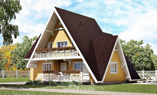 155-008-П Проект двухэтажного дома с мансардой, компактный домик из бревен Кострома | Проекты домов от House Expert