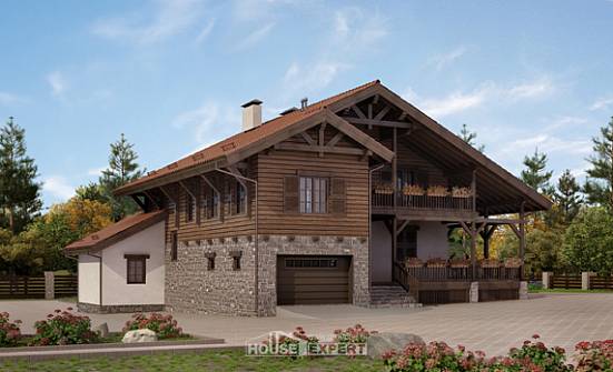 255-002-Л Проект двухэтажного дома с мансардой, гараж, красивый домик из бризолита Буй | Проекты домов от House Expert