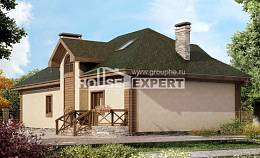180-010-П Проект двухэтажного дома с мансардным этажом и гаражом, красивый домик из бризолита Буй, House Expert