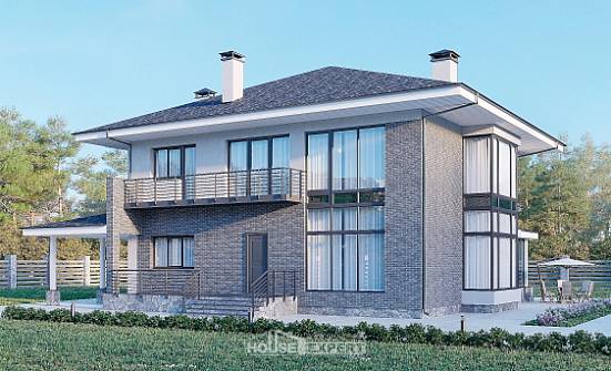 250-004-Л Проект двухэтажного дома, большой загородный дом из арболита Галич | Проекты домов от House Expert