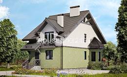 120-003-П Проект двухэтажного дома с мансардой, бюджетный коттедж из газобетона Галич, House Expert