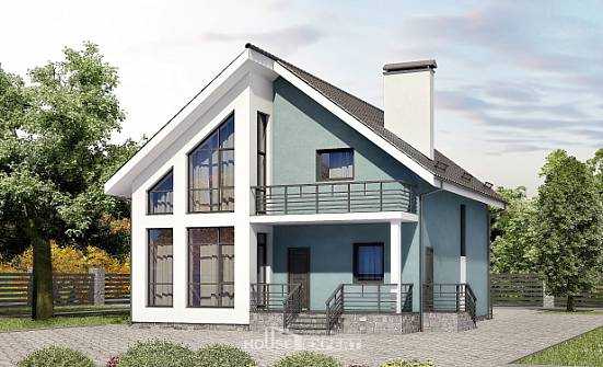 170-006-П Проект двухэтажного дома с мансардным этажом, простой загородный дом из поризованных блоков Кострома | Проекты домов от House Expert