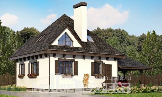 110-002-Л Проект двухэтажного дома мансардный этаж и гаражом, красивый домик из арболита Галич, House Expert