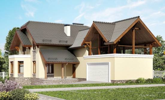 255-003-П Проект трехэтажного дома с мансардой, гараж, уютный домик из твинблока Кострома | Проекты домов от House Expert
