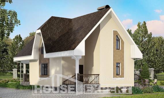 125-001-Л Проект двухэтажного дома с мансардным этажом, современный домик из поризованных блоков Галич, House Expert