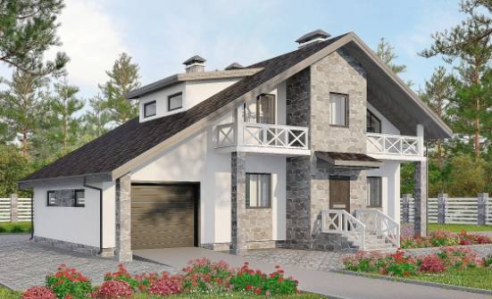 180-017-Л Проект двухэтажного дома с мансардой и гаражом, классический дом из твинблока Галич | Проекты домов от House Expert