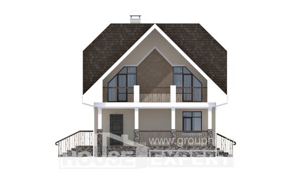 125-001-Л Проект двухэтажного дома с мансардным этажом, компактный загородный дом из теплоблока Галич, House Expert