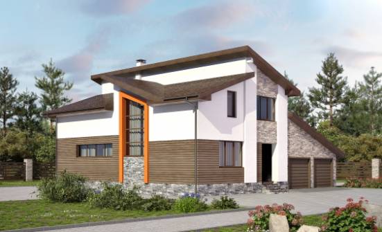 240-004-П Проект двухэтажного дома с мансардой, гараж, средний дом из блока Галич | Проекты домов от House Expert