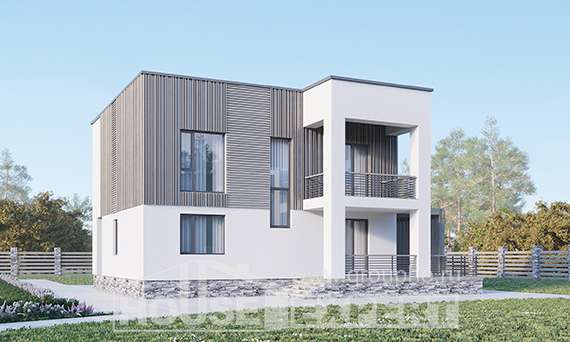 150-017-П Проект двухэтажного дома, современный дом из пеноблока Кострома, House Expert