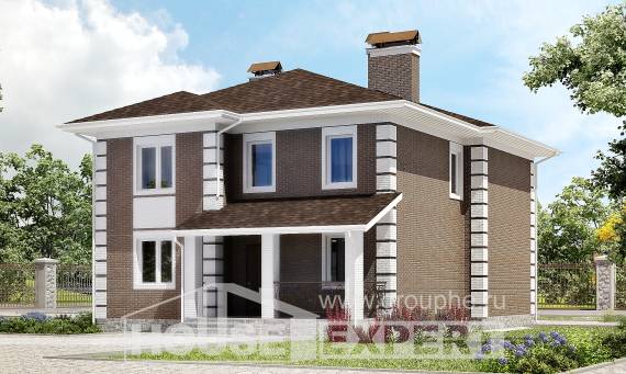 185-002-П Проект двухэтажного дома, небольшой коттедж из газобетона Буй, House Expert
