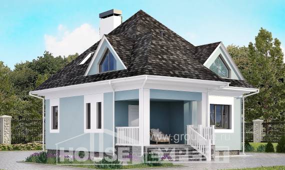 110-001-Л Проект двухэтажного дома мансардой, скромный домик из твинблока Галич, House Expert