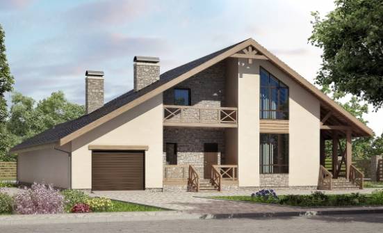265-001-Л Проект двухэтажного дома мансардой и гаражом, уютный домик из блока Галич | Проекты домов от House Expert