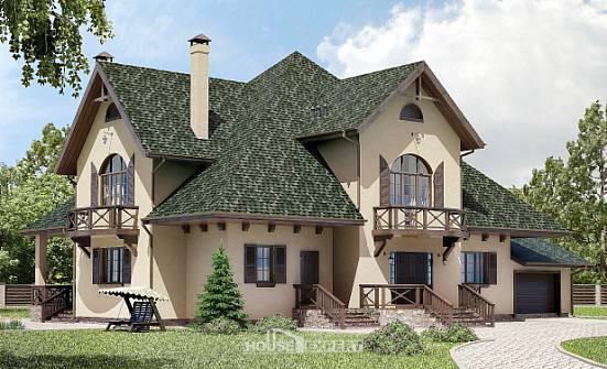 350-001-П Проект двухэтажного дома с мансардой, гараж, просторный загородный дом из арболита Галич | Проекты домов от House Expert
