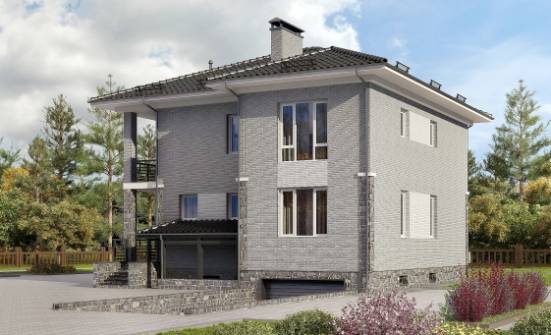 275-004-П Проект трехэтажного дома и гаражом, современный загородный дом из кирпича Кострома | Проекты домов от House Expert