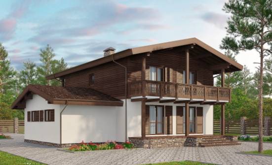 180-018-Л Проект двухэтажного дома с мансардой, гараж, скромный загородный дом из бризолита Буй | Проекты домов от House Expert