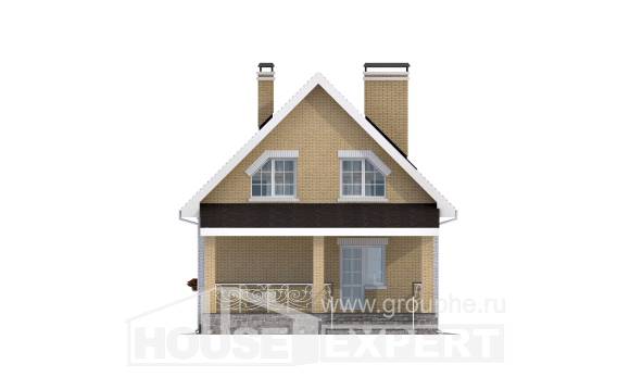130-004-П Проект двухэтажного дома с мансардой, доступный загородный дом из газобетона Нерехта, House Expert