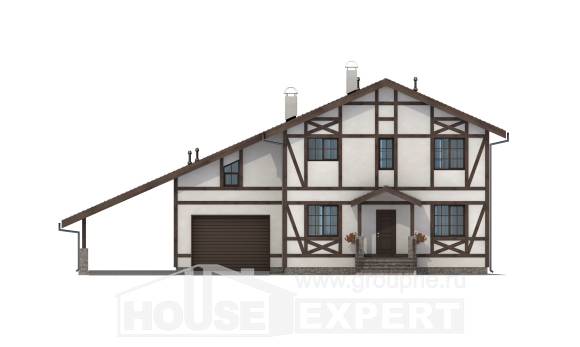 250-002-Л Проект двухэтажного дома с мансардным этажом и гаражом, просторный домик из кирпича Кострома, House Expert