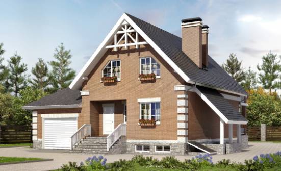 200-009-Л Проект трехэтажного дома мансардой, гараж, средний загородный дом из блока Галич | Проекты домов от House Expert