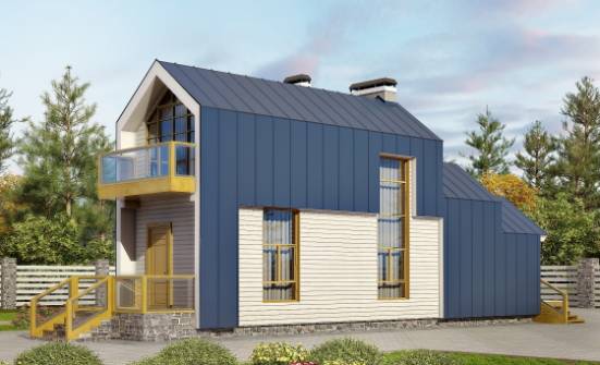 060-006-П Проект двухэтажного дома с мансардой, бюджетный домик из бризолита Галич | Проекты домов от House Expert