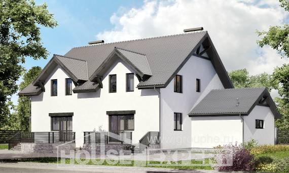 290-003-П Проект двухэтажного дома с мансардой, большой домик из газобетона Кострома, House Expert