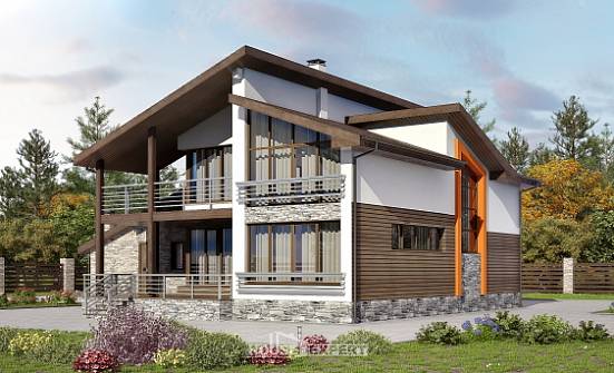 240-004-П Проект двухэтажного дома с мансардой, гараж, средний дом из блока Галич | Проекты домов от House Expert