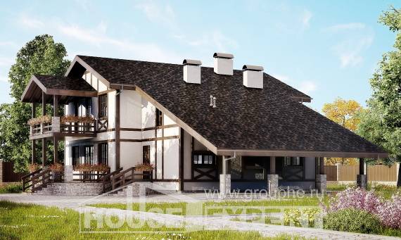 250-002-Л Проект двухэтажного дома с мансардным этажом, гараж, средний дом из кирпича Нерехта, House Expert
