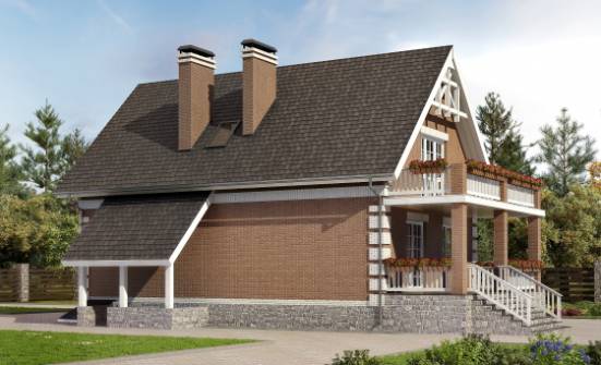 200-009-Л Проект трехэтажного дома мансардой, гараж, средний загородный дом из блока Галич | Проекты домов от House Expert