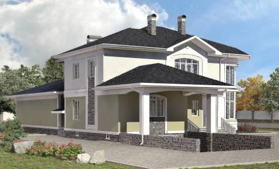 620-001-Л Проект трехэтажного дома и гаражом, красивый домик из твинблока Нерехта | Проекты домов от House Expert