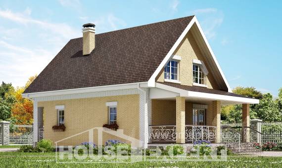 130-004-П Проект двухэтажного дома с мансардным этажом, скромный домик из арболита Нерехта, House Expert